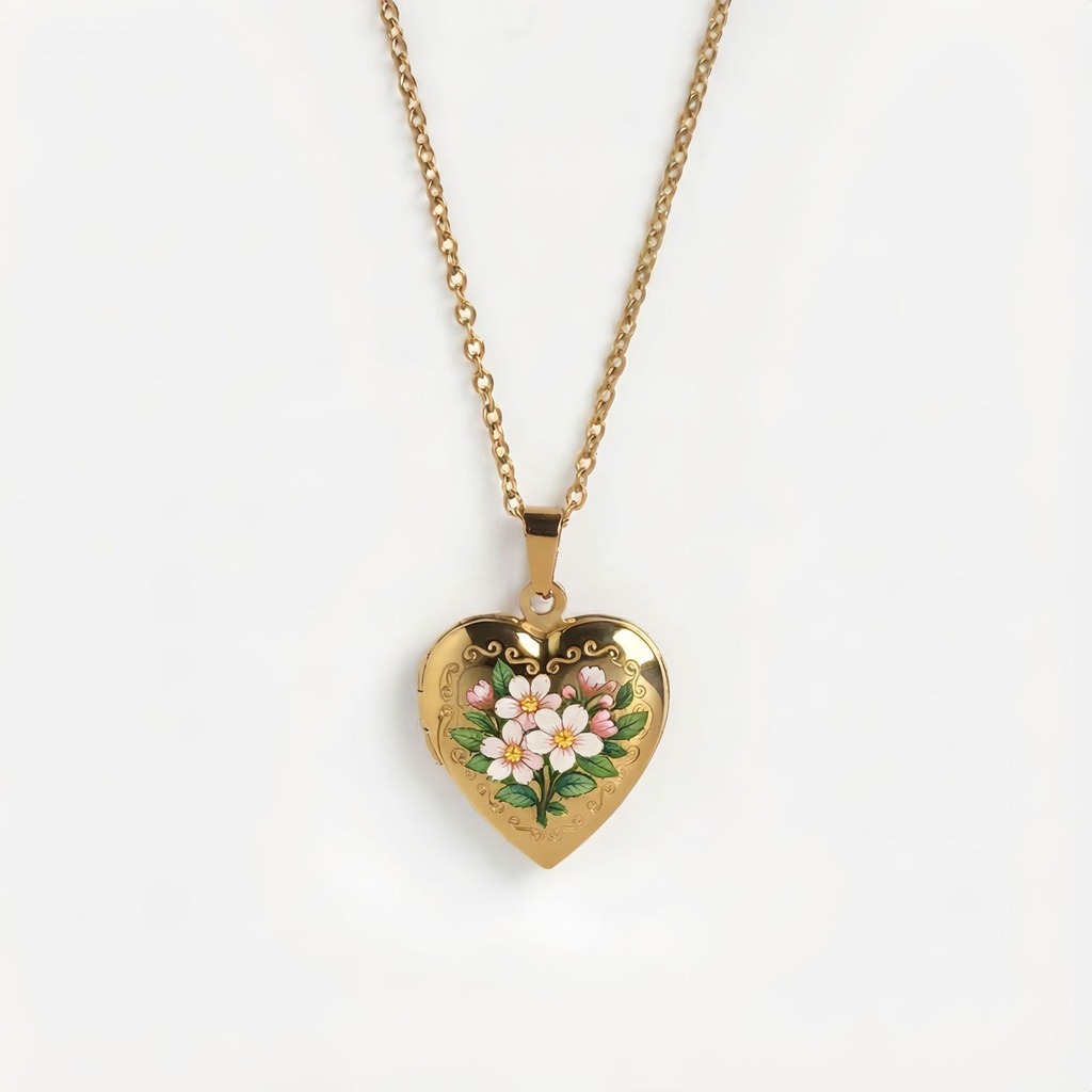 Кулон в форме сердца, изящное  – обзор и цена Birth Flower Necklace
